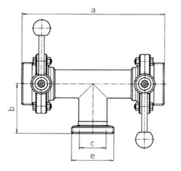 Клапан трёхходовой с двумя затворами 4314 резьба - резьба