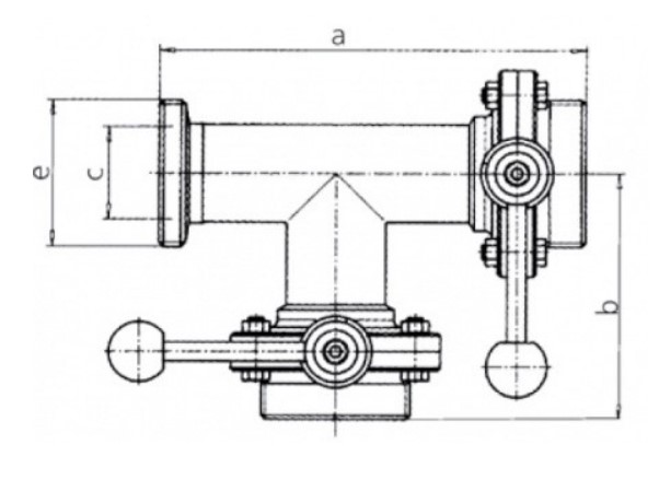 Клапан трёхходовой с двумя затворами 4315 резьба - резьба левый